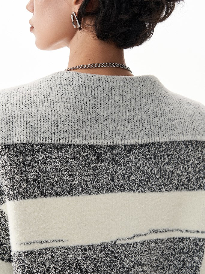 Navy Collar Stripe Sweater