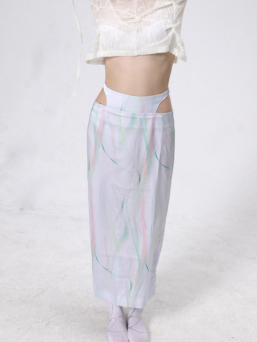 백 슬릿 수색 긴 니치 스커트