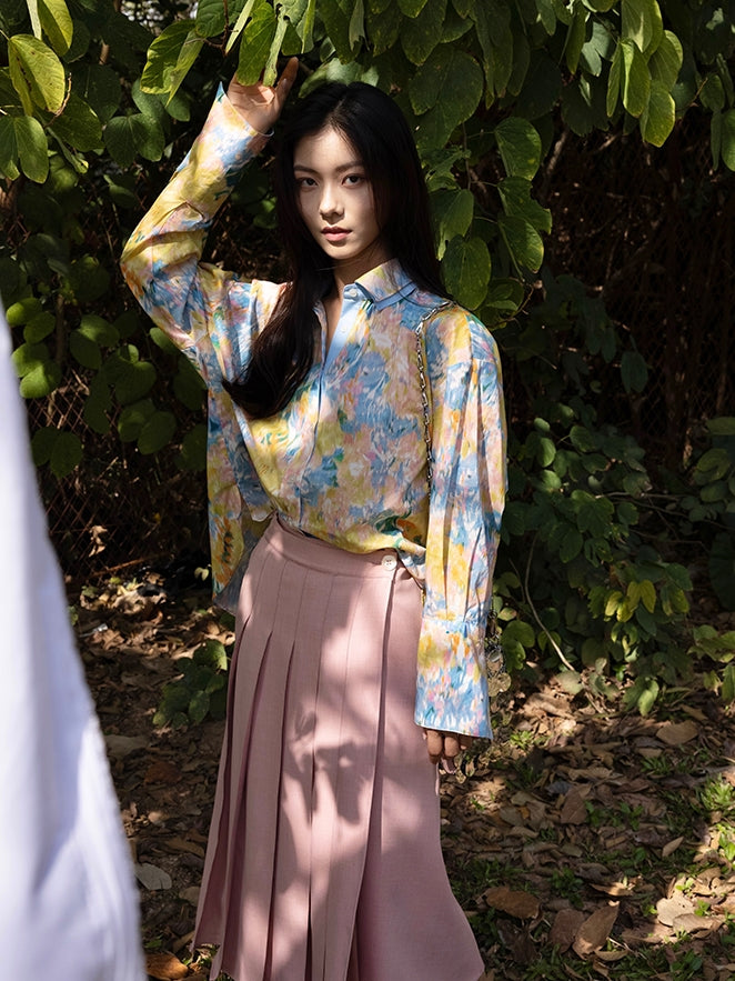 수채화 인쇄 셔츠