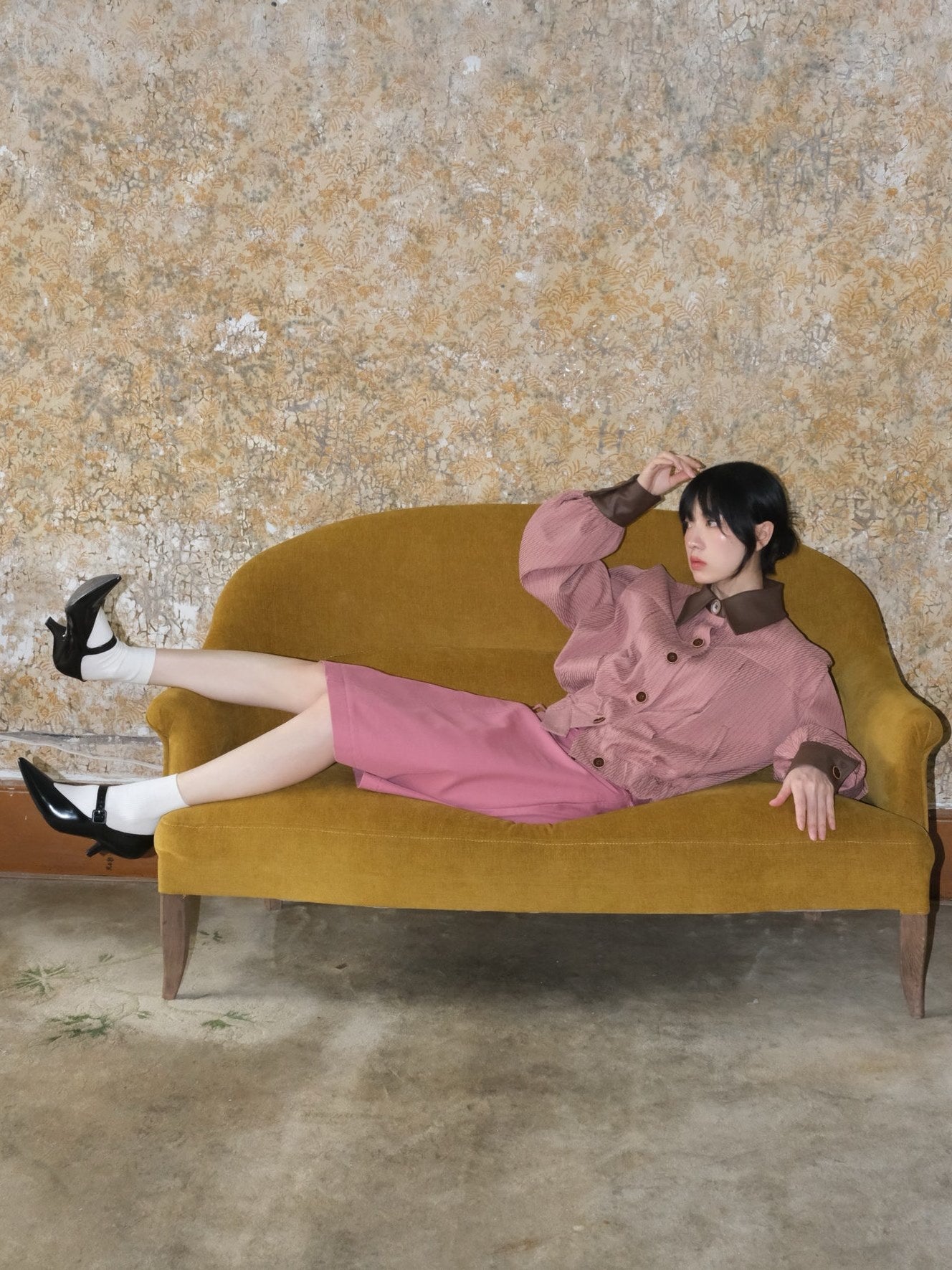 Retro Contrast Color Uniform Short Jacket