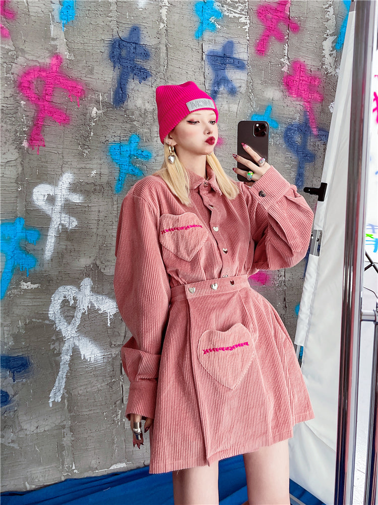 Heart Casual Cute Jacket Skirt