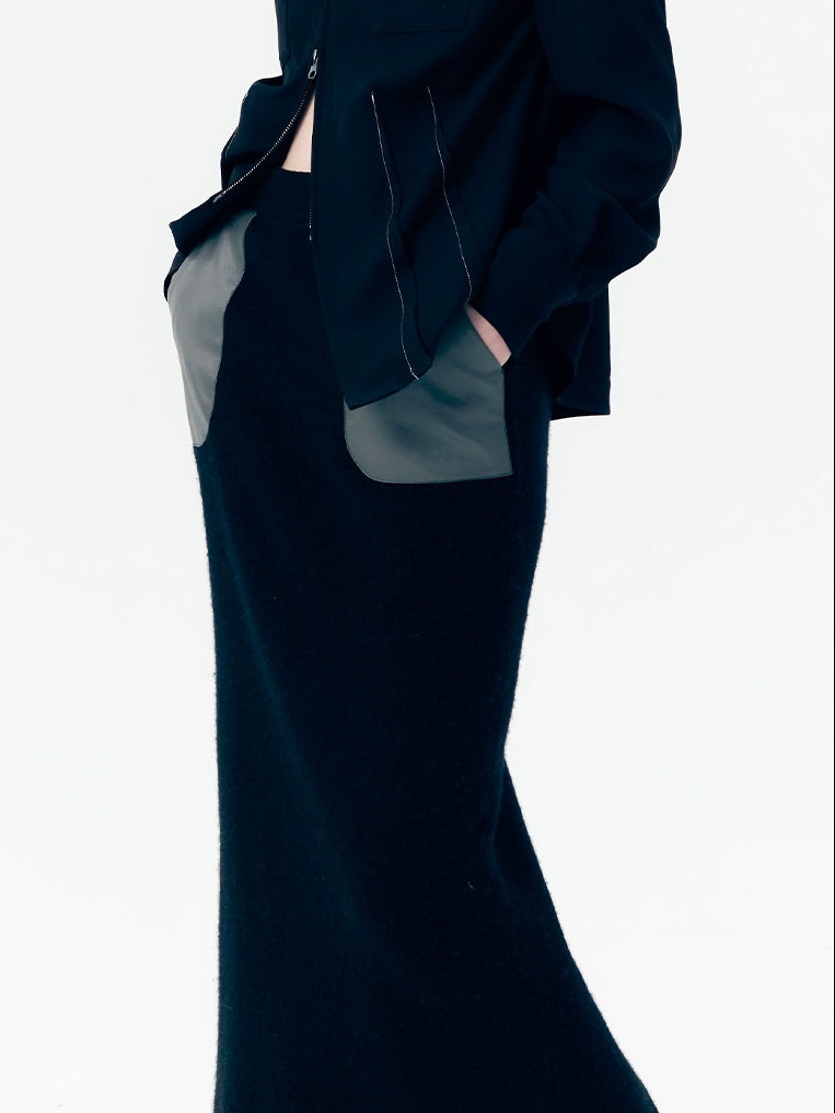 Jupe en cuir en tricot