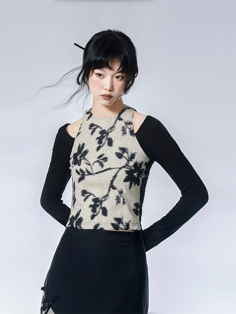 Flower Retro Unique Tight OPNE-SHOULDER CUTSEW