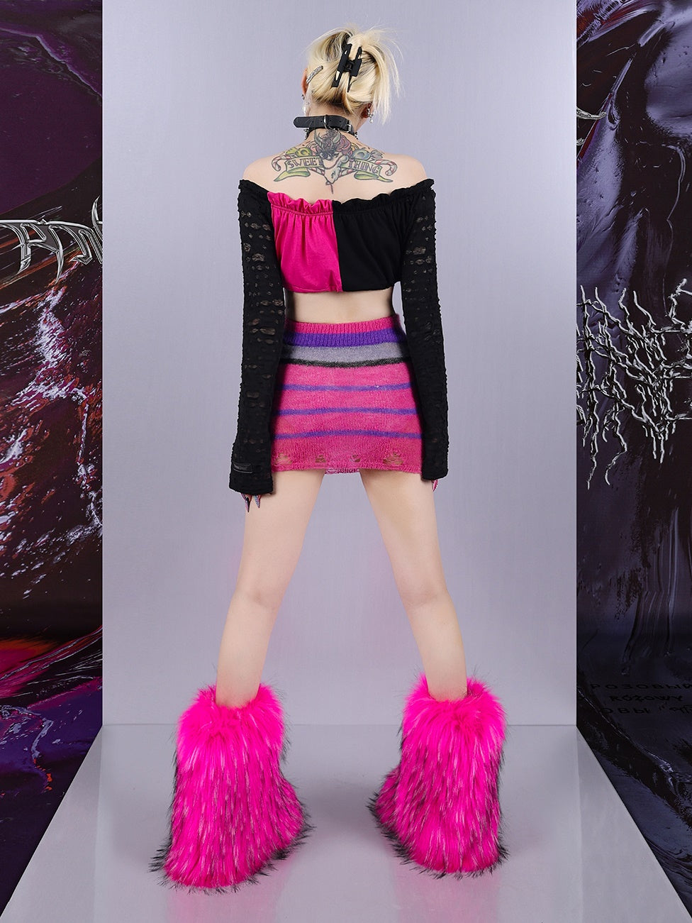 Impact Color Stripe Strick Top & Rock