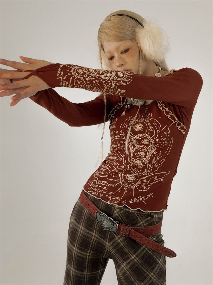 Slim Knitted Printed Bottoming Shirt