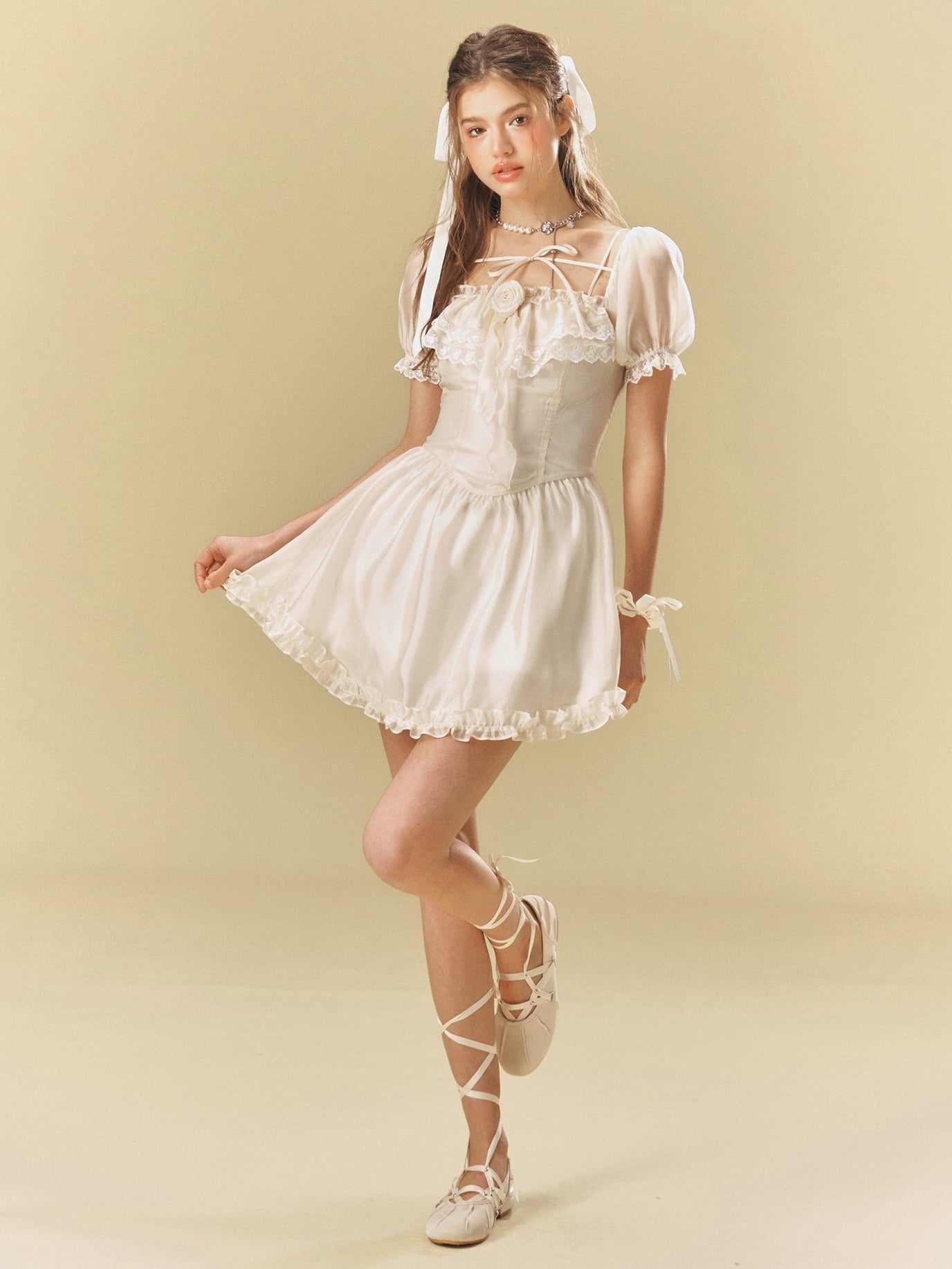 Puff Sleeve Lace French Dress