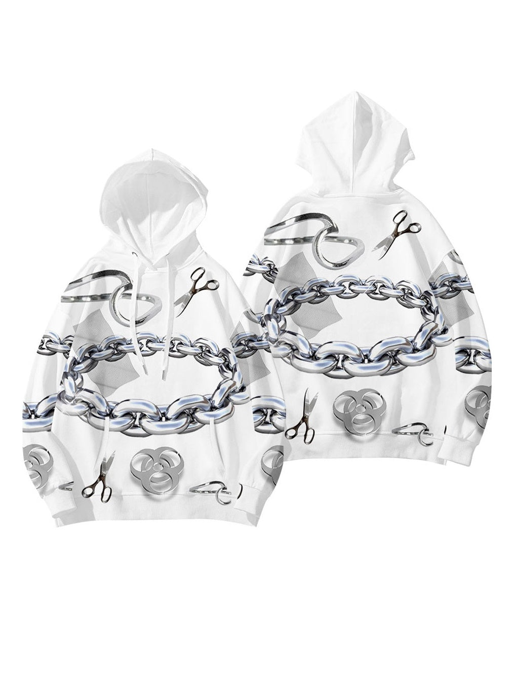 Kettendruck lockerer Kapuzenpullover