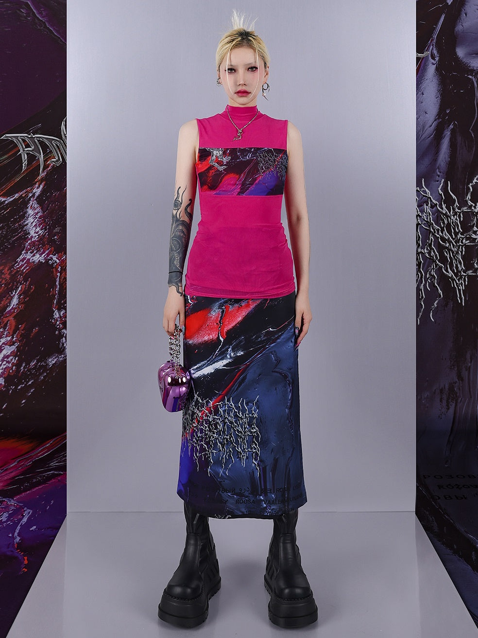 Psychedelic Mesh Sleeveless Top