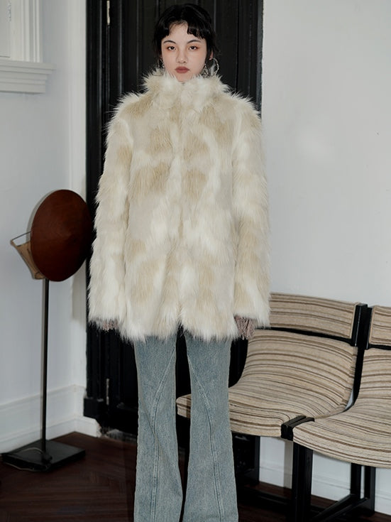Mid-LENGTH LOOSE FUR COAT