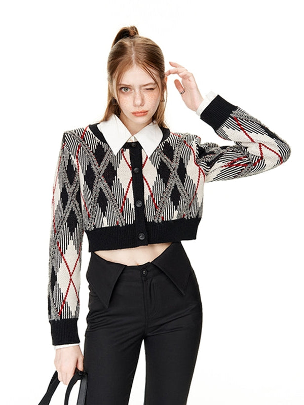 Retro Short Knitted Cardigan & Vest