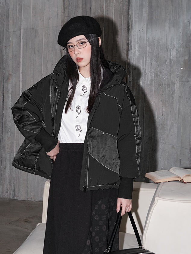 Schmetterlingstextur kurz Down Jacke