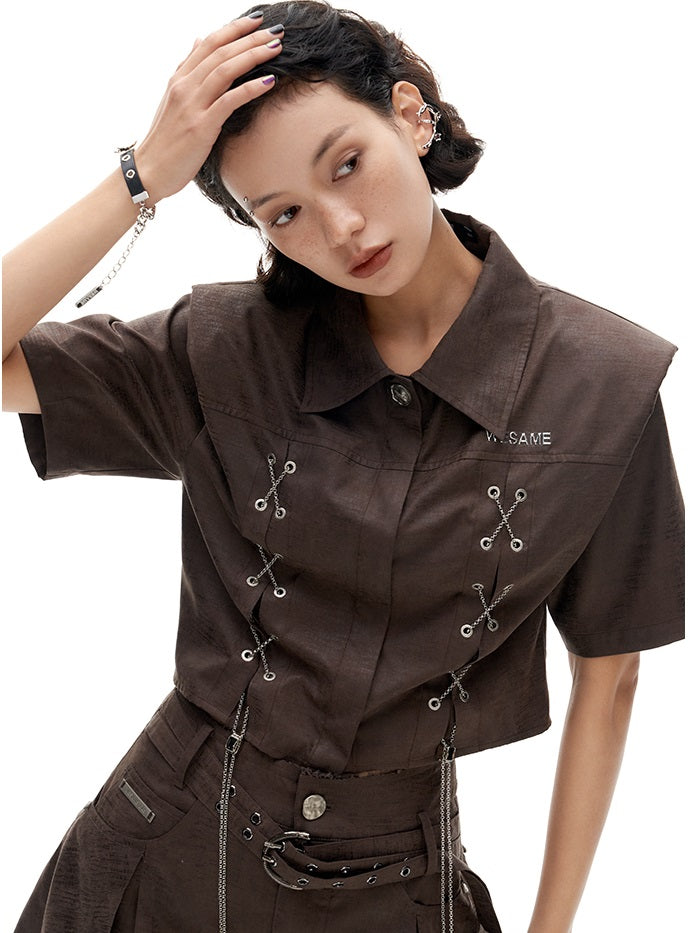 레이스 업 레트로 단락 치마