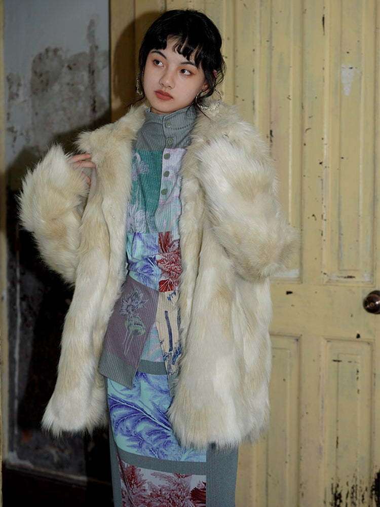 Mid-LENGTH LOOSE FUR COAT