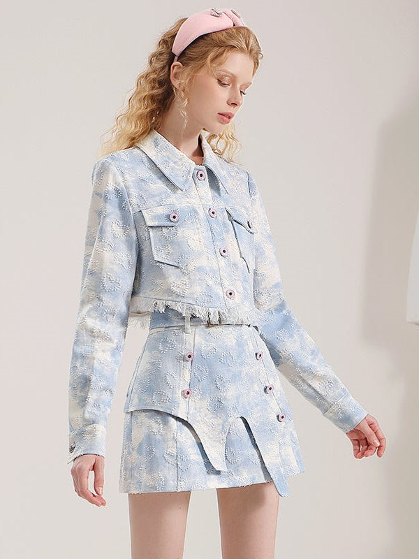 Denim Jacket & Splicing Skirt Setup