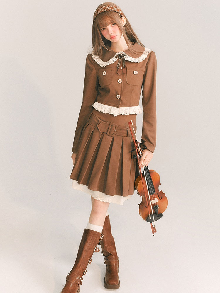 Veste courte à lame et jupe à plis