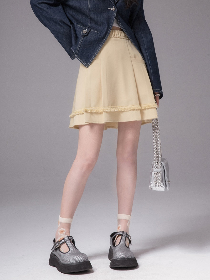 주름 잡은 프린지 스커트