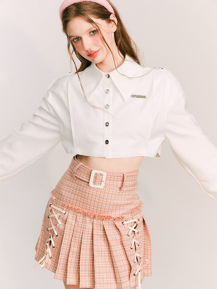 Kurzes Langarm -Shirt & College Krawatte