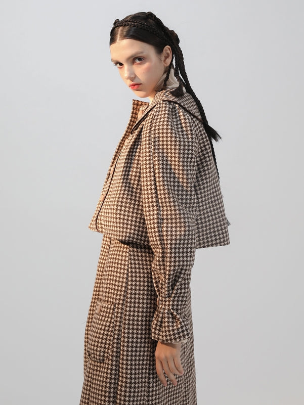 Plaid Girly Retro Jacket & Skirt