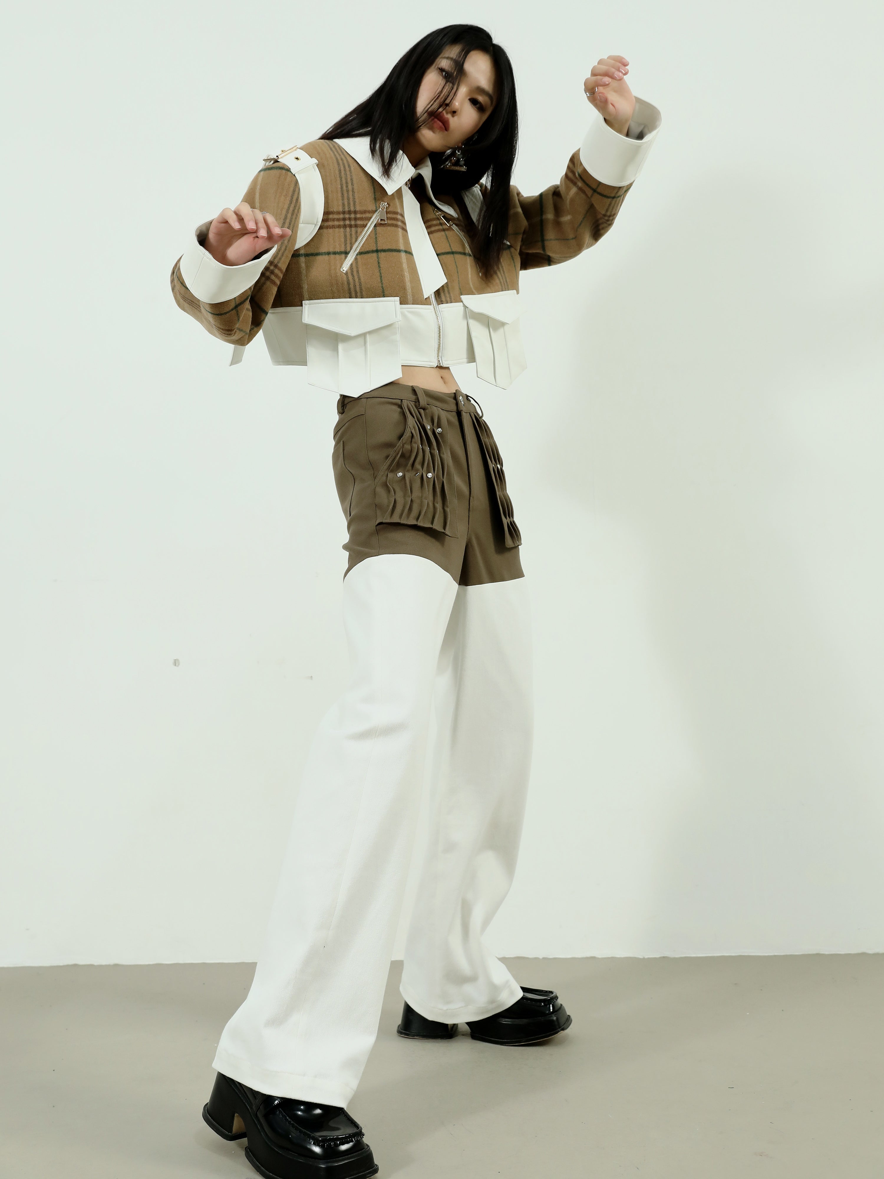 대비 색상 스 플라이 싱 전단 재킷