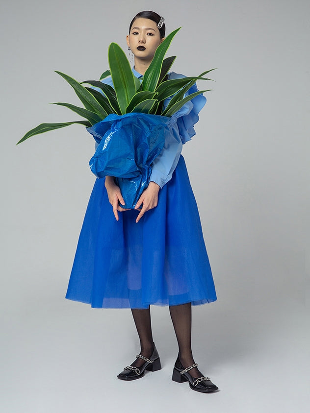 Chain Square-toe Flare-heel Pumps