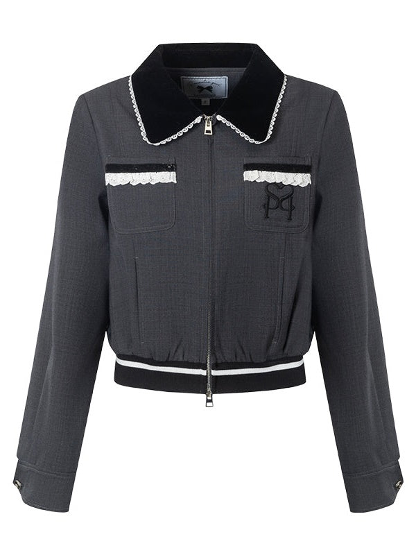 Retro -Kontrast Farbjacke & Faltenrock