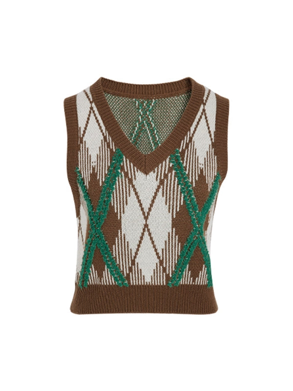 Retro Short Knitted Cardigan & Vest