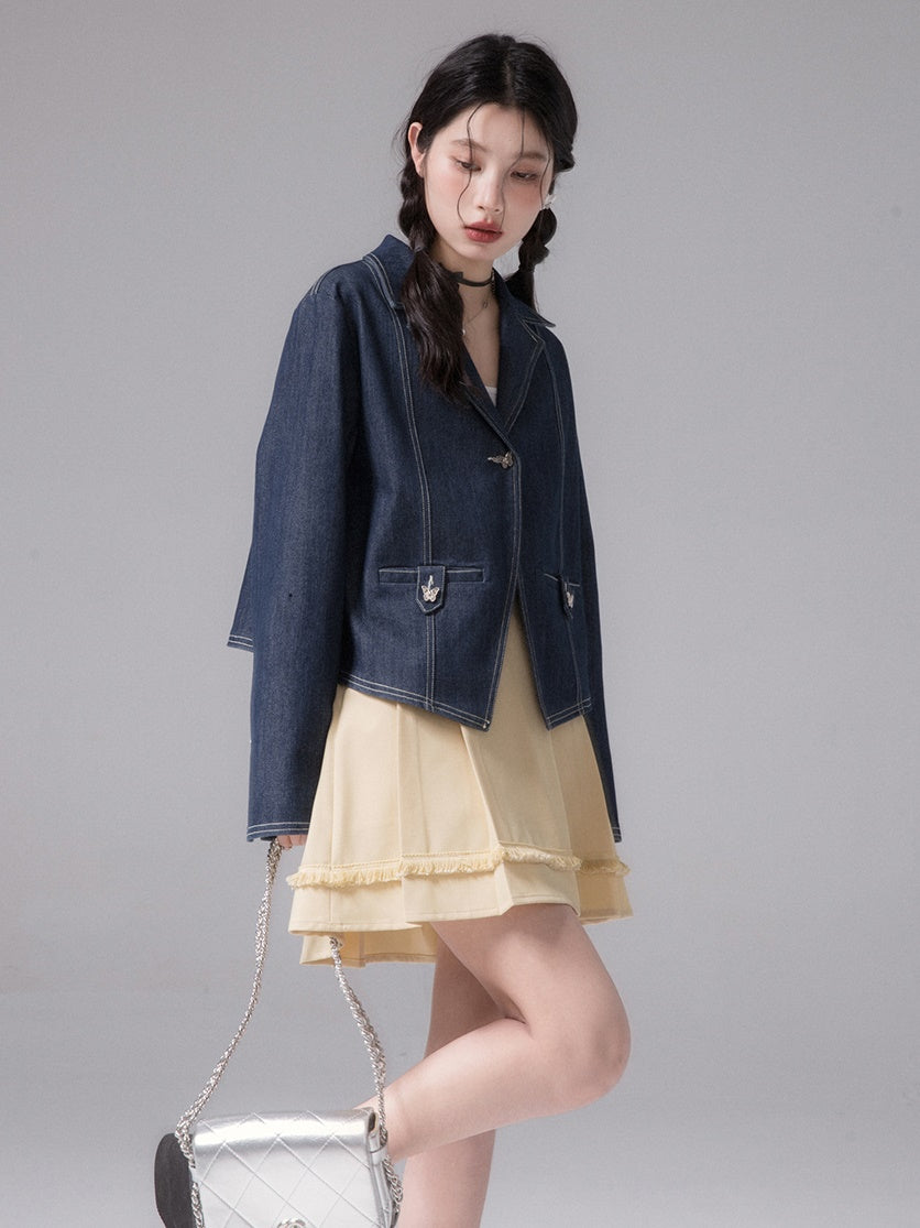 주름 잡은 프린지 스커트