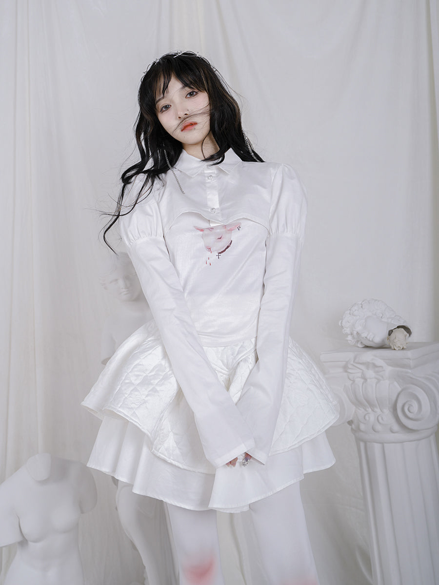 Quilting Embroidery Layered Lolita Gothic Short-Skirt