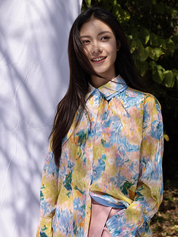 수채화 인쇄 셔츠