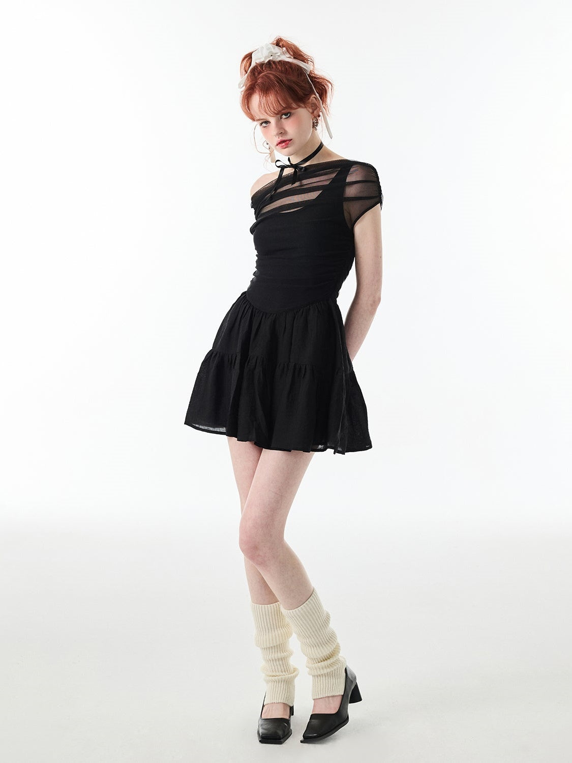 One-Shoulder Slim Fit Tüllkleid