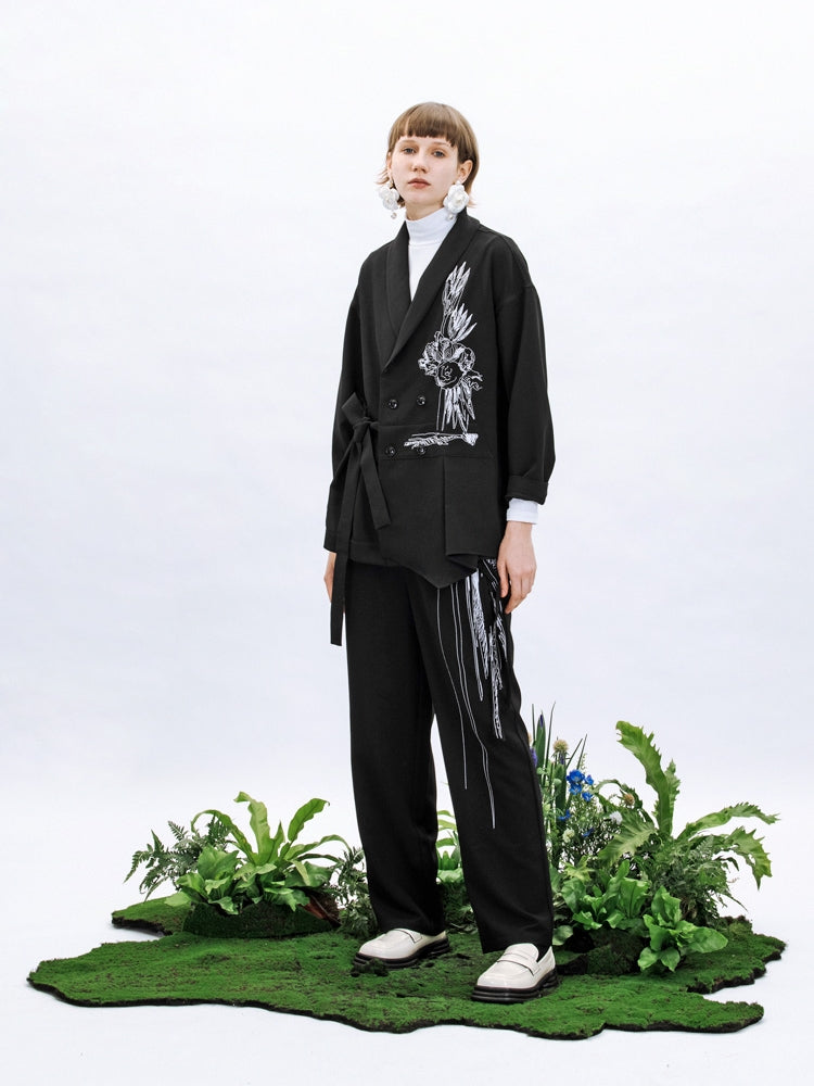 Three-dimensional Embroidery Nichi Straight Pants