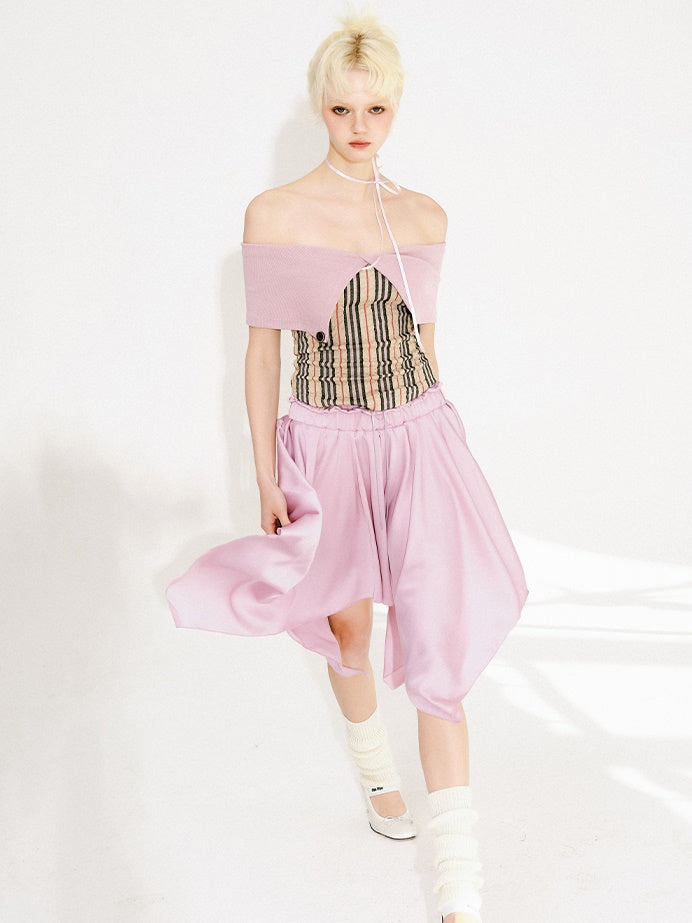 Multi Stripe Off Shorter Short Top