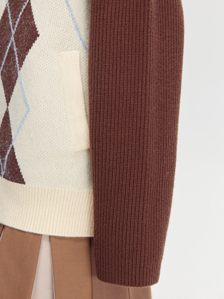 아가일 니트 재킷