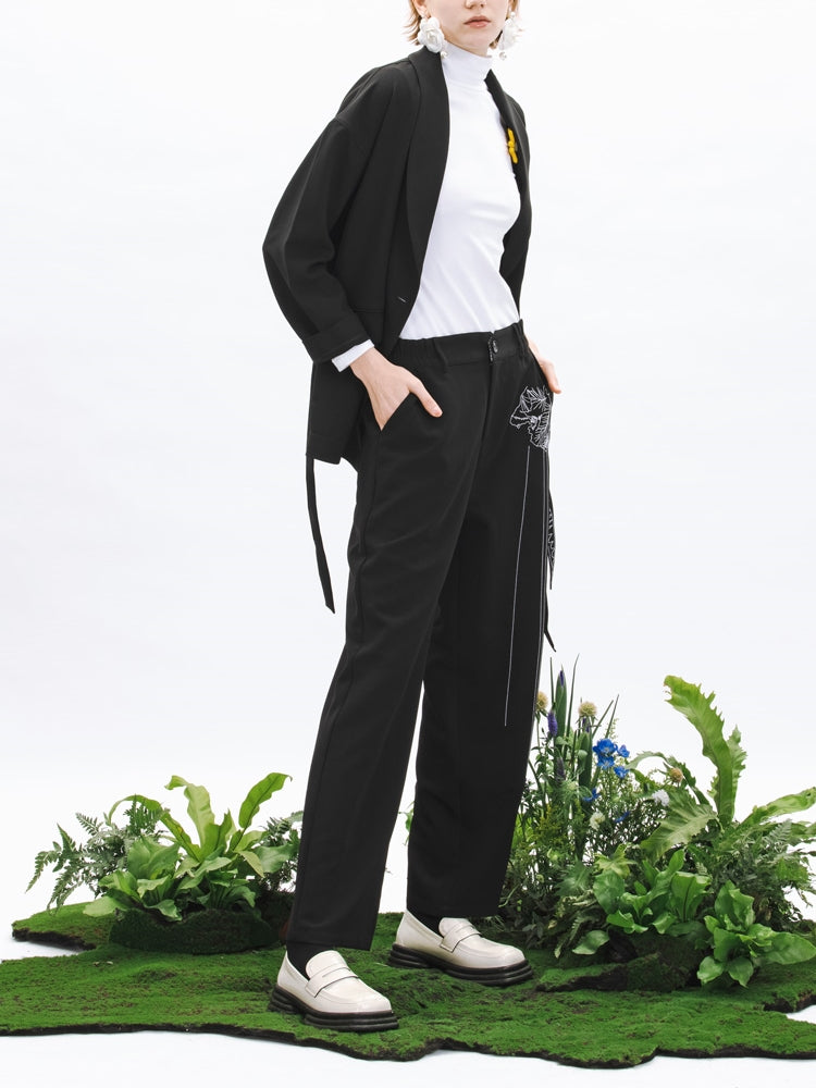 Three-dimensional Embroidery Nichi Straight Pants