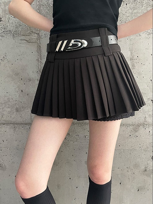 Lace A-line Pleated Skirt Pants