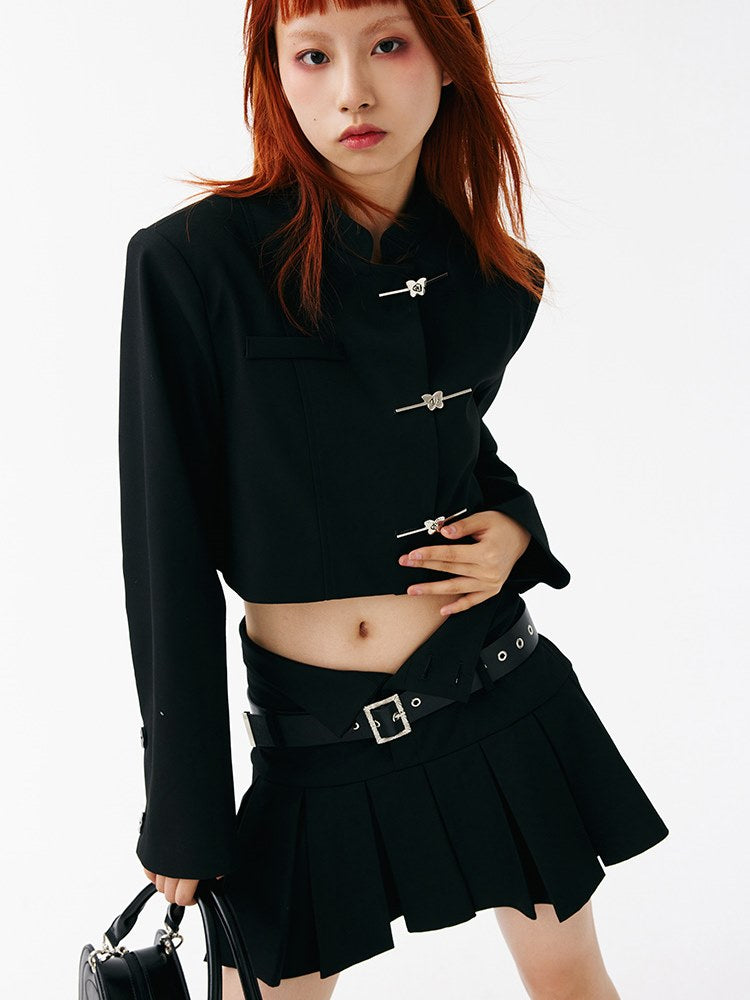 중국 스타일 로우 웨이스트 스커트 및 짧은 재킷