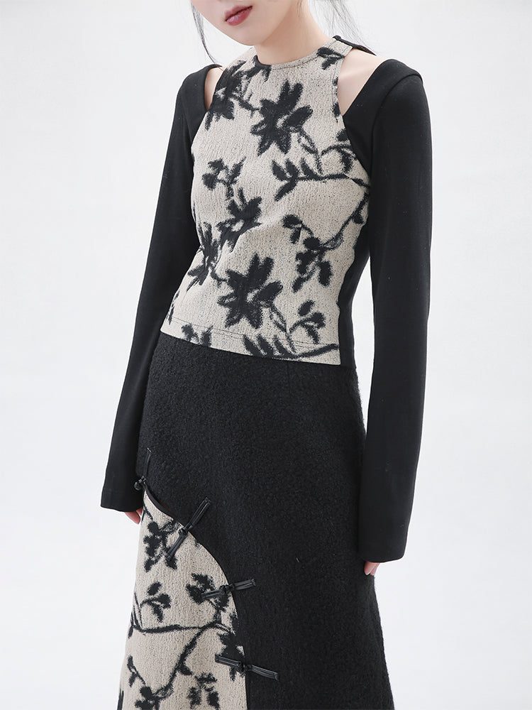 Flower Retro Unique Tight OPNE-SHOULDER CUTSEW