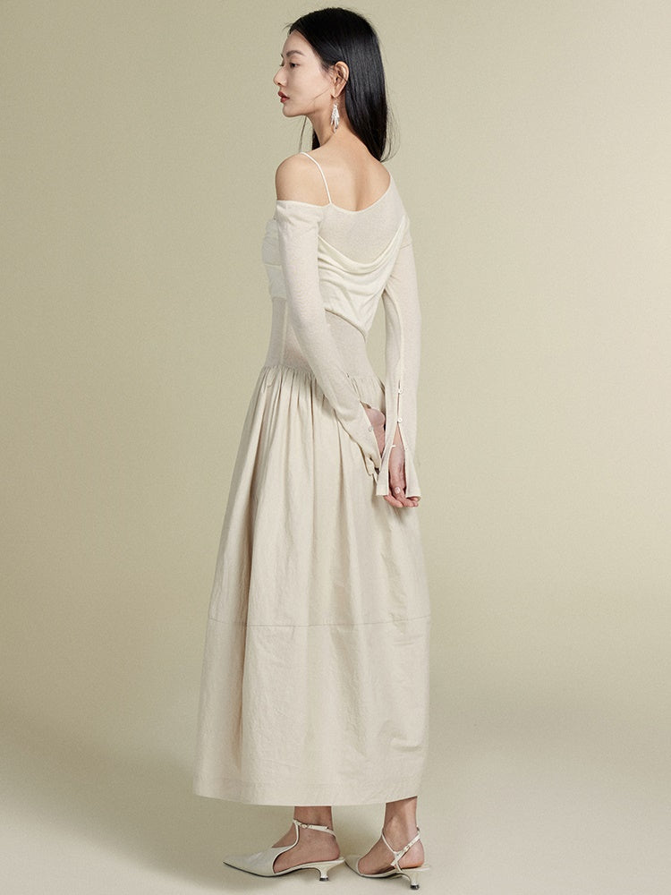 반 끈이없는 니트 원피스