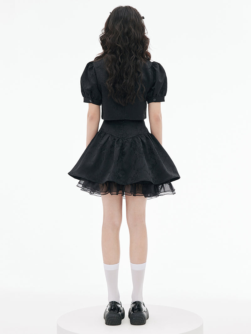 중국 스타일의 금속 나비 버클 탑 & 스커트