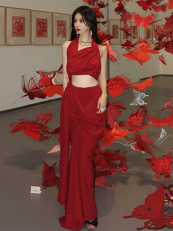 Irregular Sleeveless Halter Top