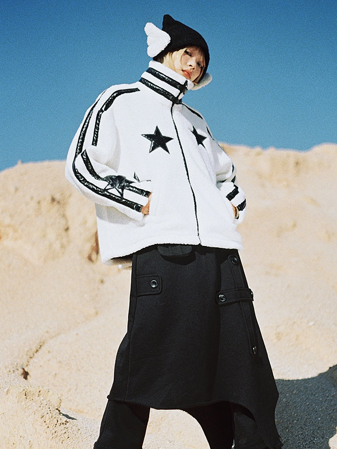 Patent-Leder-Pentagramm Boa-Mantel