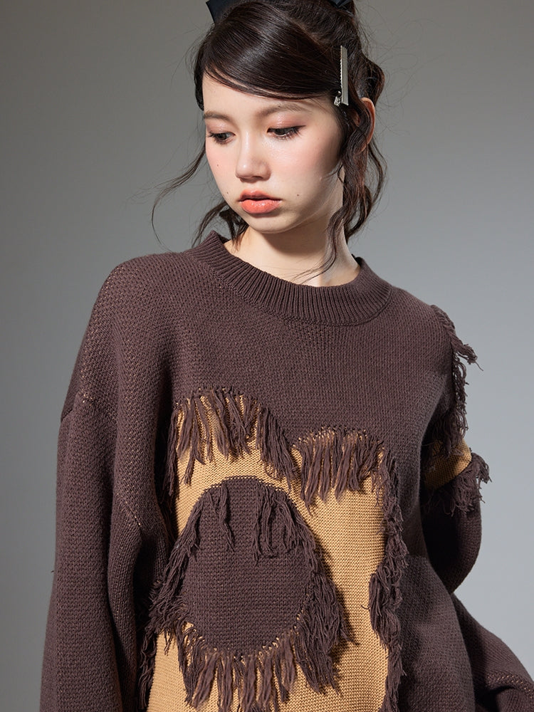 프린지 꽃 스웨터