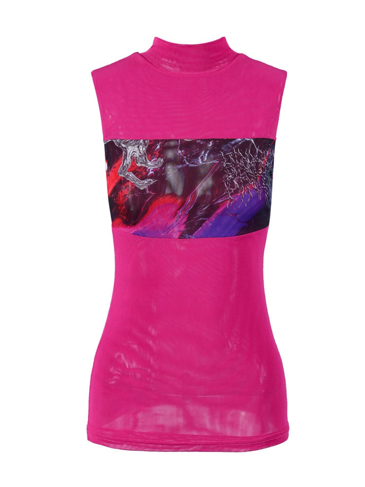 Psychedelic Mesh Sleeveless Top