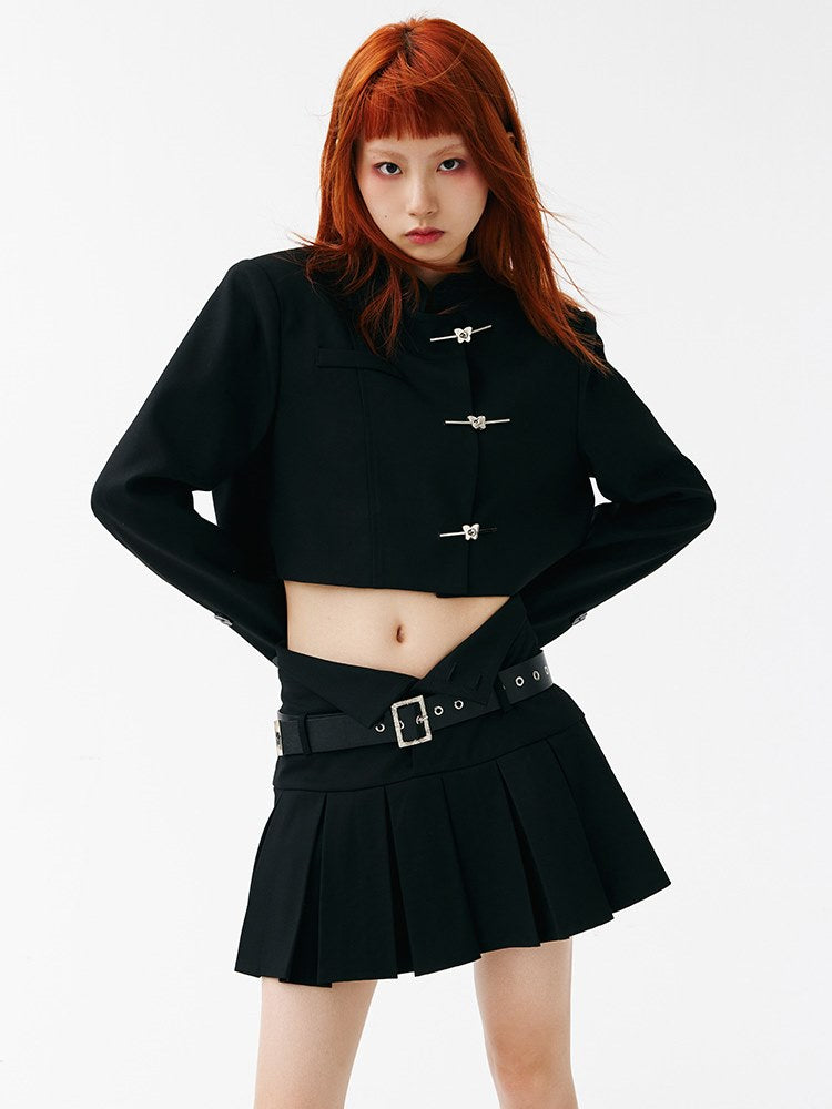 중국 스타일 로우 웨이스트 스커트 및 짧은 재킷