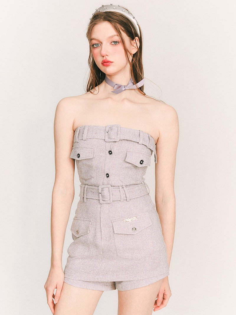 캐주얼 짧은 재킷 및 튜브 탑 & 컬로 테