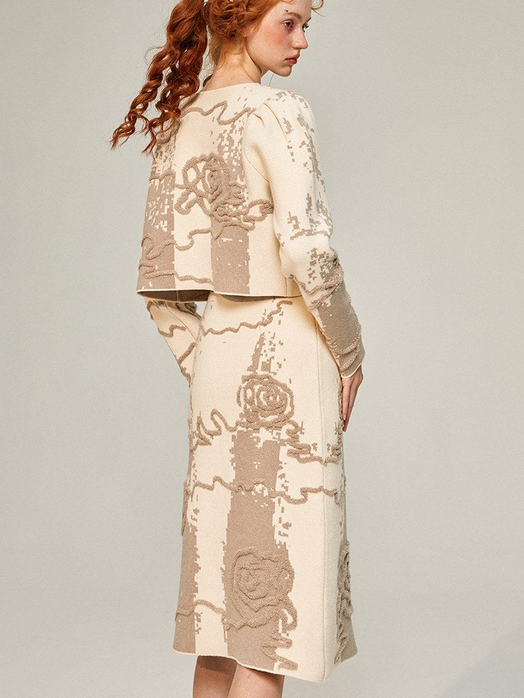 Jacquard Knitted Jacket & Skirt