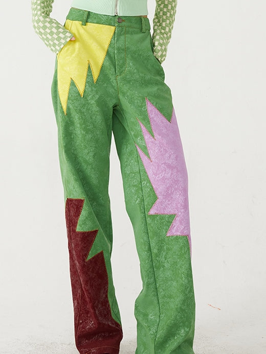 Stitching -Kontrastfarbe Faux Lederhosen