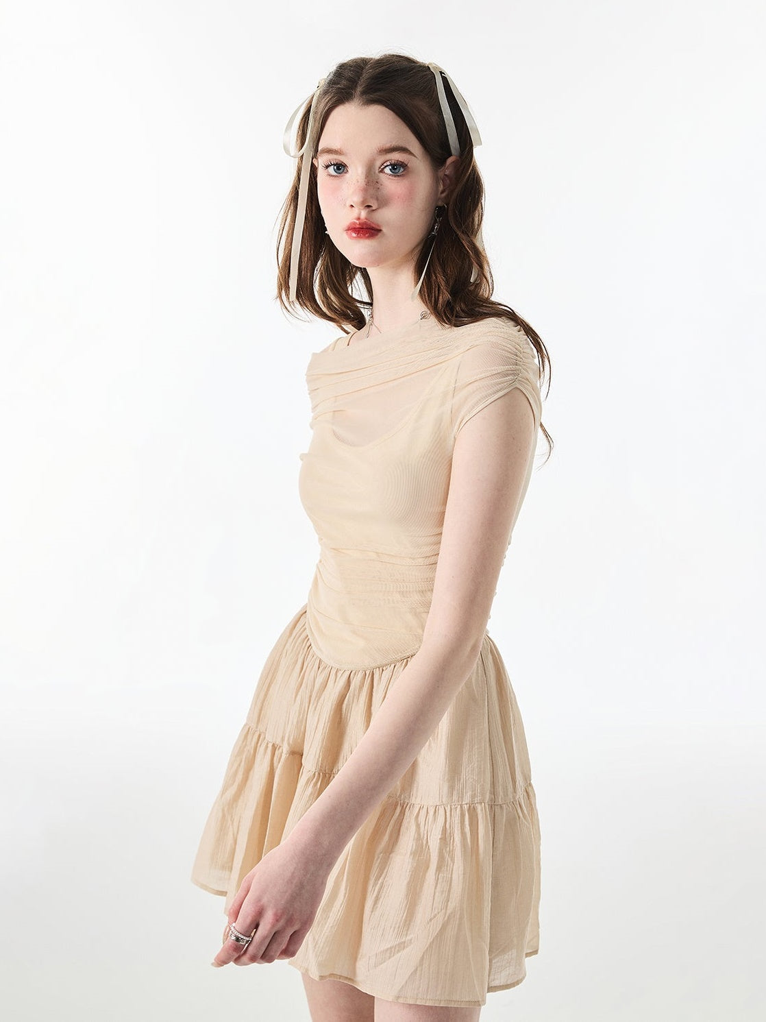 One-Shoulder Slim Fit Tüllkleid
