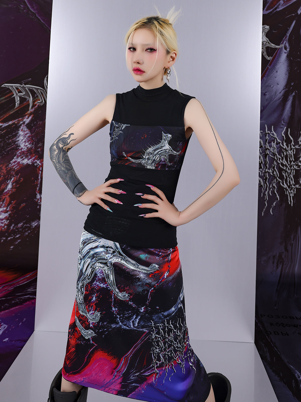 Psychedelic Mesh Sleeveless Top