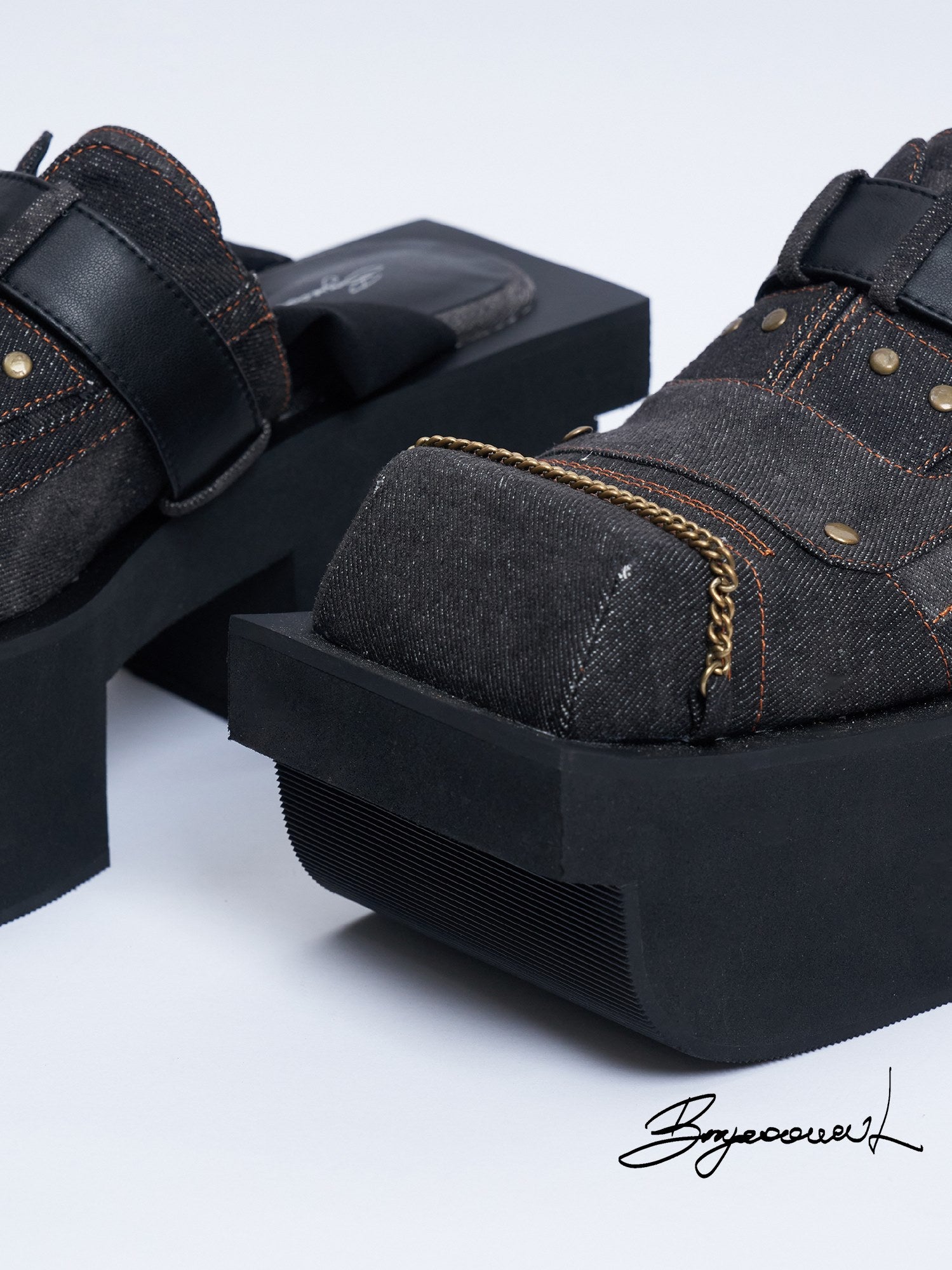 Sandales de denim de plate-forme GETA
